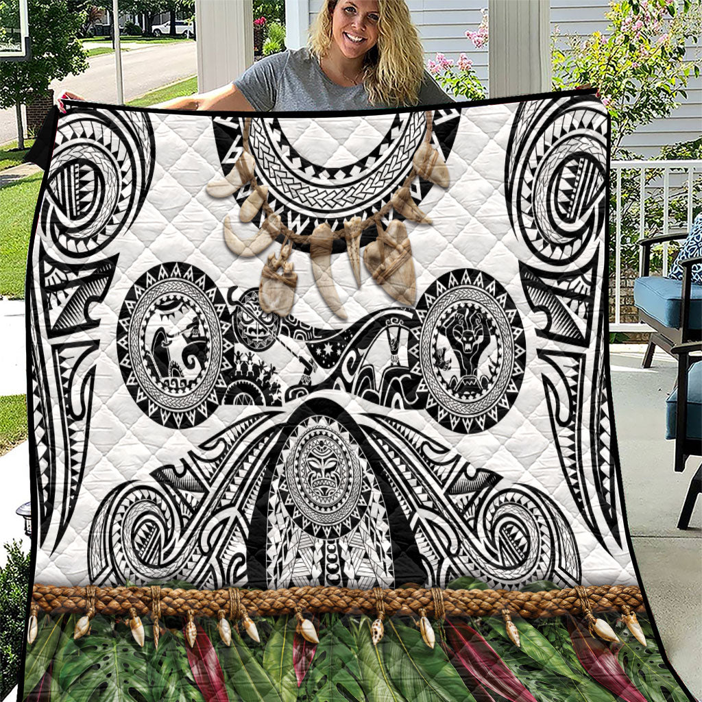 Polynesia Maui White Tattoo Inspired Quilt Tropical Leaf Skirt Costume DT05 White - Polynesian Pride