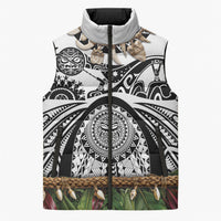 Polynesia Maui White Tattoo Inspired Sleeveless Puffer Jacket Tropical Leaf Skirt Costume DT05 Unisex White - Polynesian Pride
