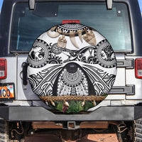 Polynesia Maui White Tattoo Inspired Spare Tire Cover Tropical Leaf Skirt Costume DT05 White - Polynesian Pride