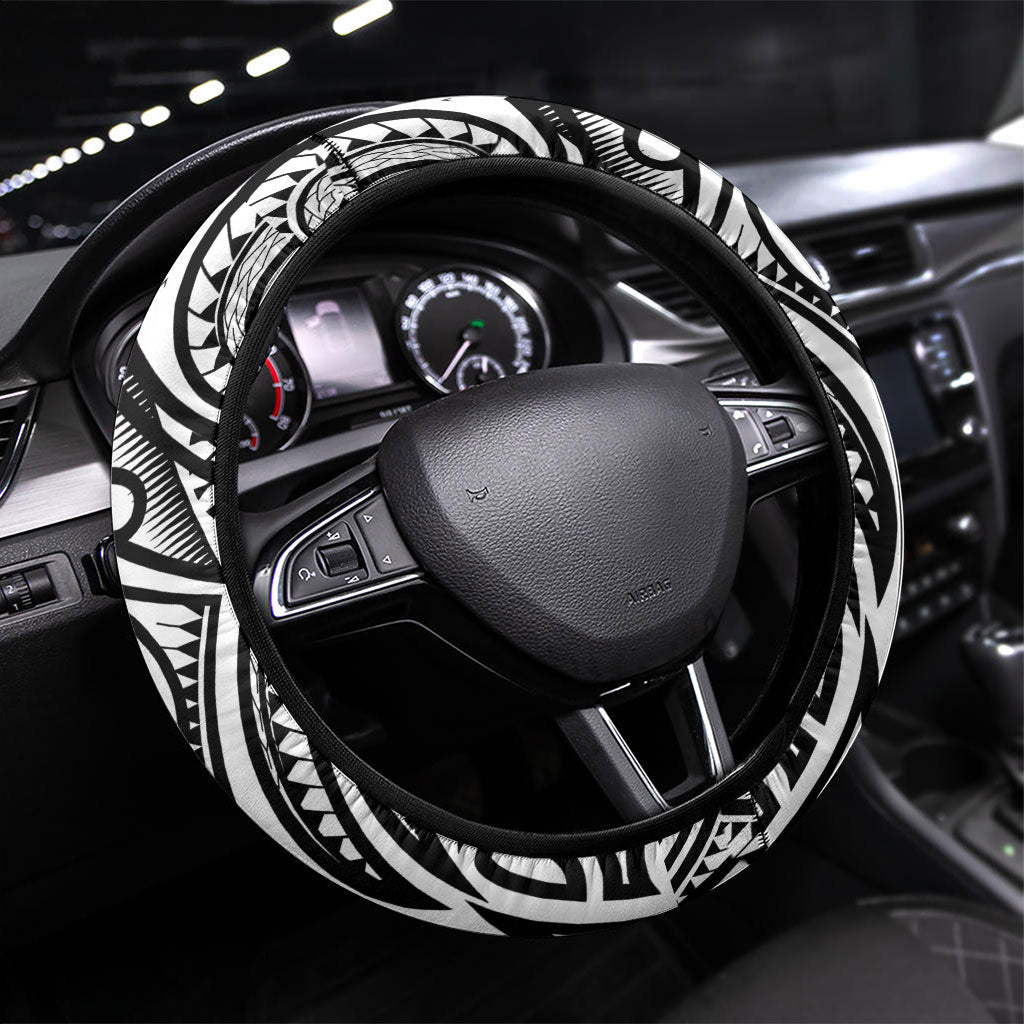 Polynesia Maui White Tattoo Inspired Steering Wheel Cover Tropical Leaf Skirt Costume