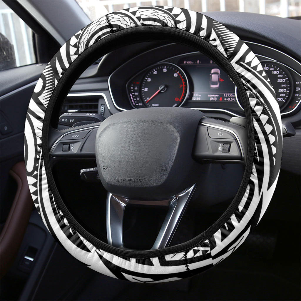 Polynesia Maui White Tattoo Inspired Steering Wheel Cover Tropical Leaf Skirt Costume