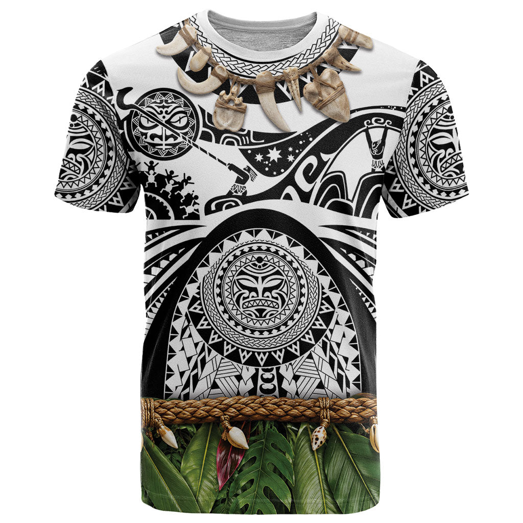 Polynesia Maui White Tattoo Inspired T Shirt Tropical Leaf Skirt Costume DT05 White - Polynesian Pride