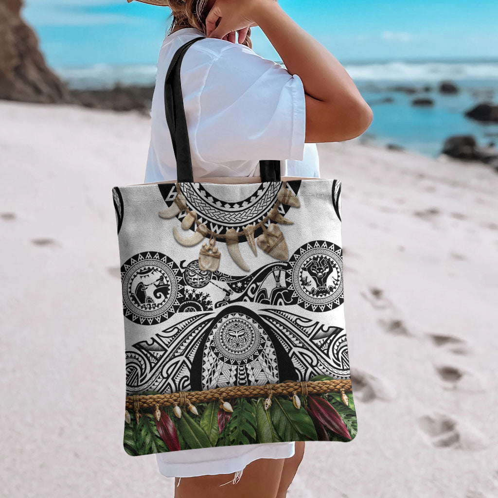 Polynesia Maui White Tattoo Inspired Tote Bag Tropical Leaf Skirt Costume