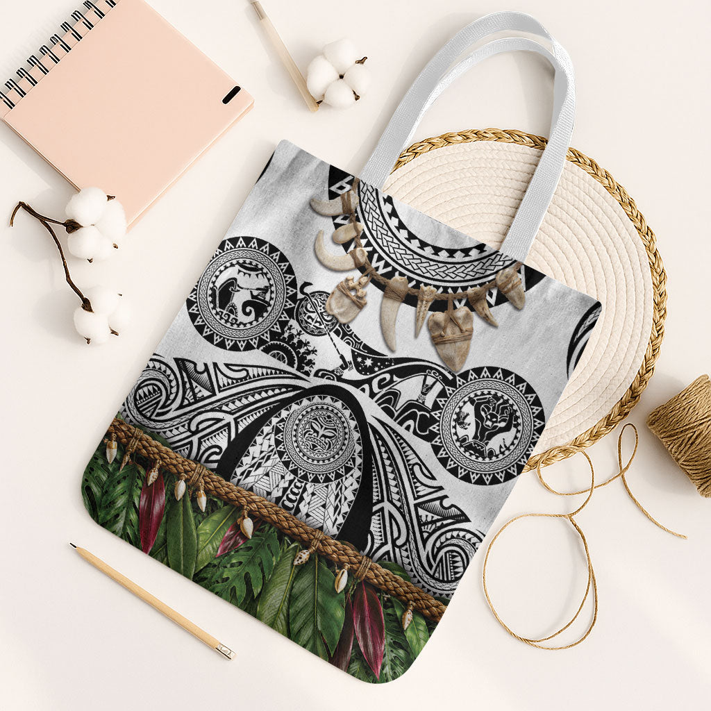 Polynesia Maui White Tattoo Inspired Tote Bag Tropical Leaf Skirt Costume