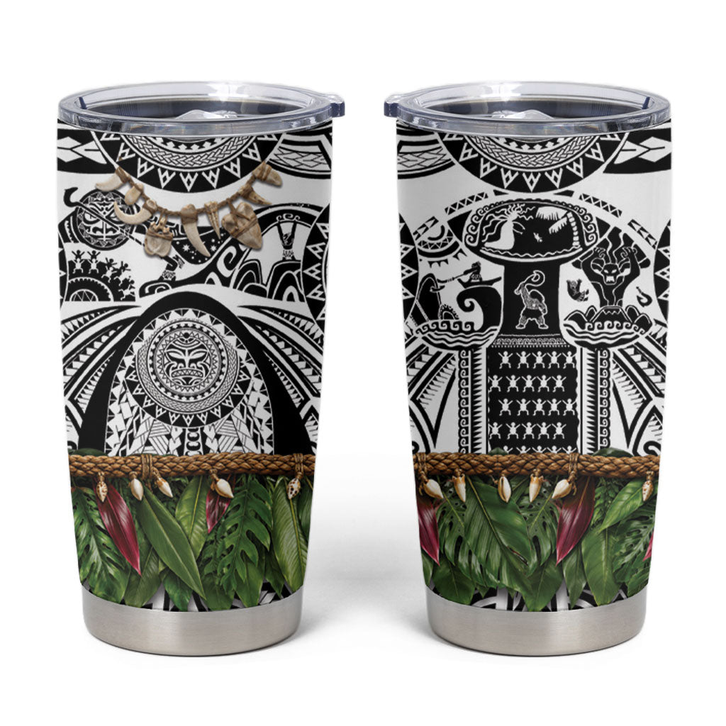 Polynesia Maui White Tattoo Inspired Tumbler Cup Tropical Leaf Skirt Costume DT05 White - Polynesian Pride