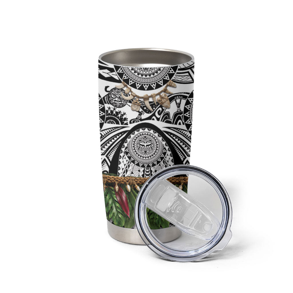 Polynesia Maui White Tattoo Inspired Tumbler Cup Tropical Leaf Skirt Costume DT05 - Polynesian Pride
