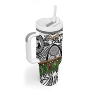 Polynesia Maui White Tattoo Inspired Tumbler With Handle Tropical Leaf Skirt Costume DT05 - Polynesian Pride