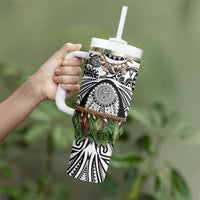 Polynesia Maui White Tattoo Inspired Tumbler With Handle Tropical Leaf Skirt Costume DT05 - Polynesian Pride