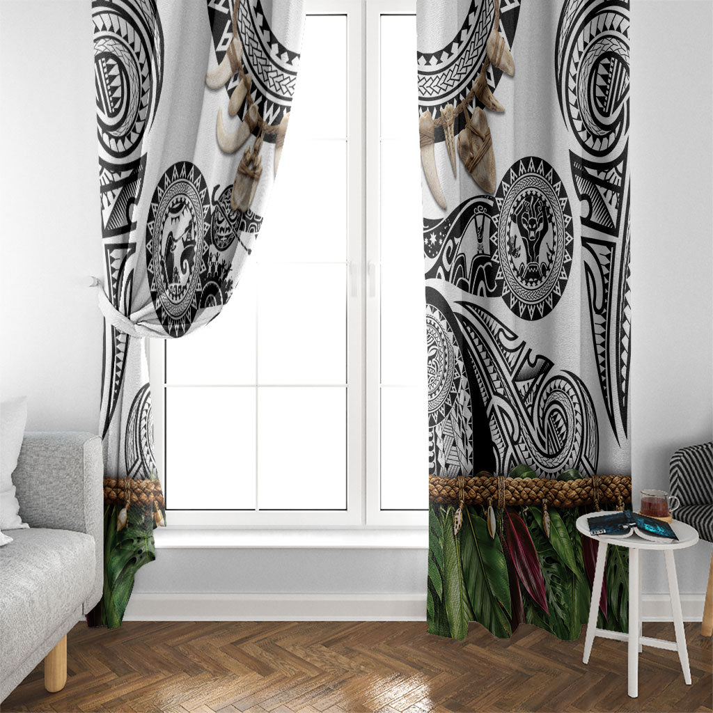 Polynesia Maui White Tattoo Inspired Window Curtain Tropical Leaf Skirt Costume DT05 - Polynesian Pride
