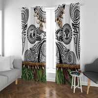 Polynesia Maui White Tattoo Inspired Window Curtain Tropical Leaf Skirt Costume DT05 With Grommets White - Polynesian Pride