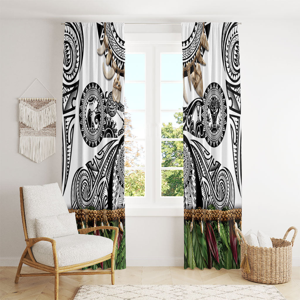 Polynesia Maui White Tattoo Inspired Window Curtain Tropical Leaf Skirt Costume DT05 - Polynesian Pride