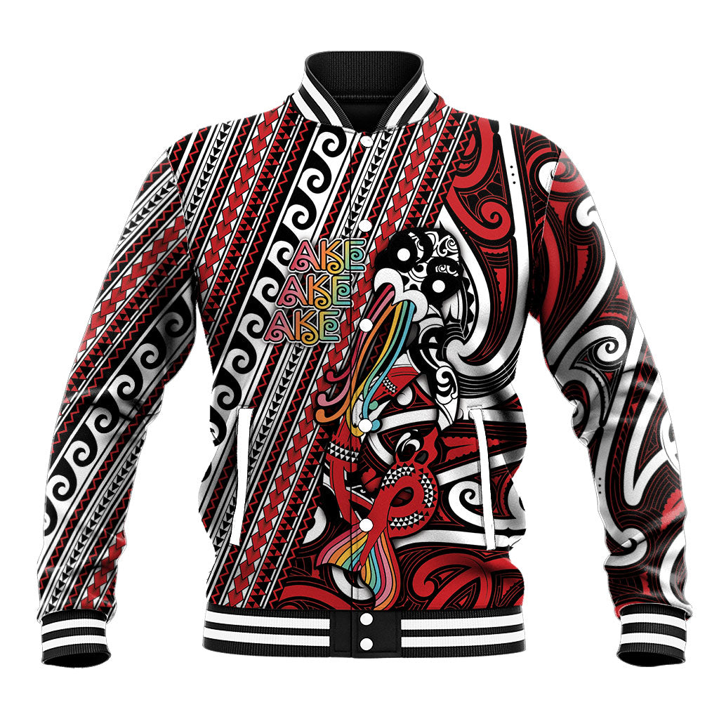 Personalised Maori Language Week Baseball Jacket Ake Ake Ake Tribal Patterns