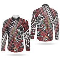 Personalised Maori Language Week Couples Matching Long Sleeve Bodycon Dress and Long Sleeve Button Shirt Ake Ake Ake Tribal Patterns
