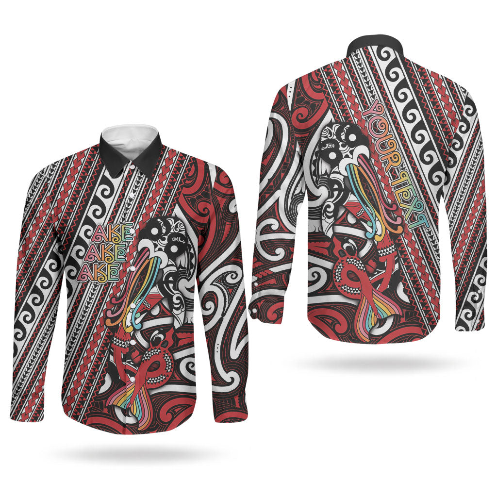 Personalised Maori Language Week Couples Matching Puletasi and Long Sleeve Button Shirt Ake Ake Ake Tribal Patterns