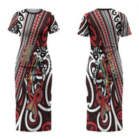 Personalised Maori Language Week Couples Matching Short Sleeve Bodycon Dress and Long Sleeve Button Shirt Ake Ake Ake Tribal Patterns