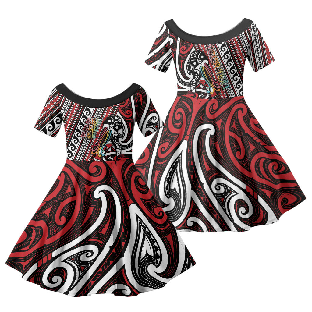 Personalised Maori Language Week Family Matching Mermaid Dress and Hawaiian Shirt Ake Ake Ake Tribal Patterns