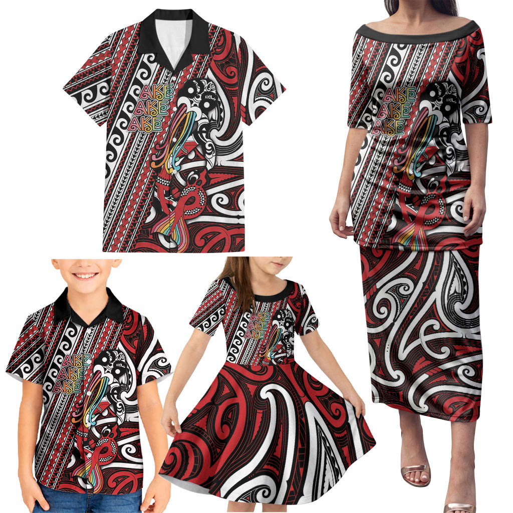 Personalised Maori Language Week Family Matching Puletasi and Hawaiian Shirt Ake Ake Ake Tribal Patterns DT05 - Polynesian Pride