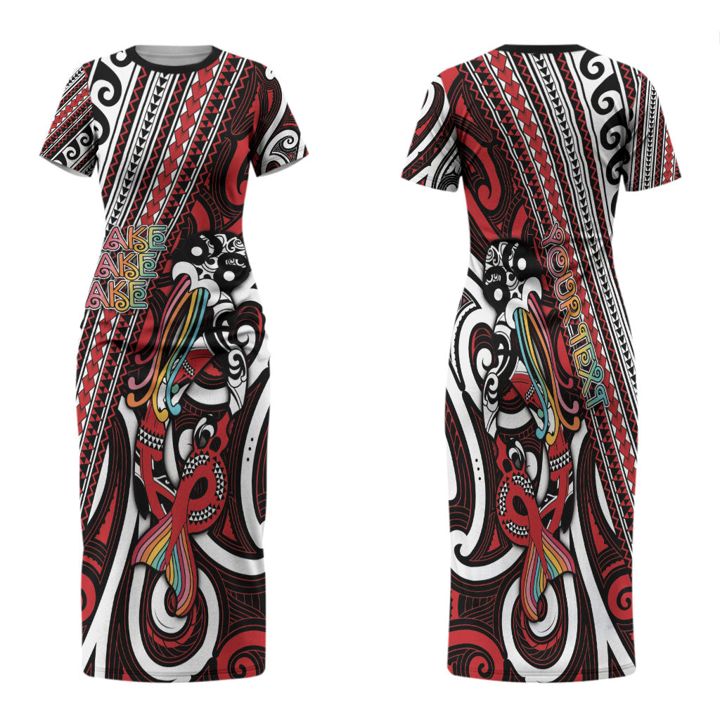 Personalised Maori Language Week Family Matching Short Sleeve Bodycon Dress and Hawaiian Shirt Ake Ake Ake Tribal Patterns