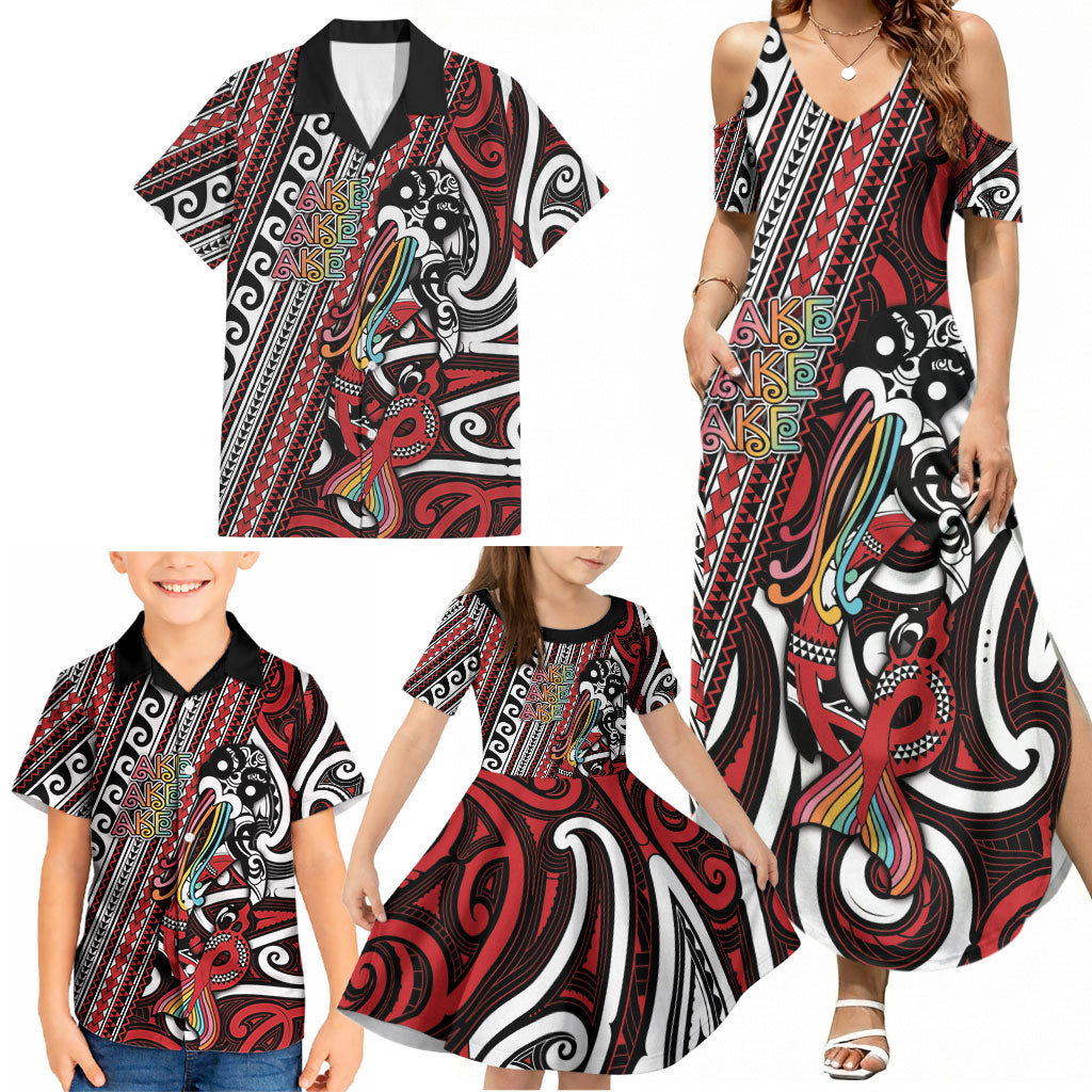 Personalised Maori Language Week Family Matching Summer Maxi Dress and Hawaiian Shirt Ake Ake Ake Tribal Patterns