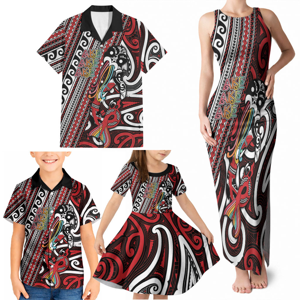 Personalised Maori Language Week Family Matching Tank Maxi Dress and Hawaiian Shirt Ake Ake Ake Tribal Patterns