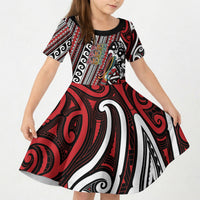Personalised Maori Language Week Kid Short Sleeve Dress Ake Ake Ake Tribal Patterns