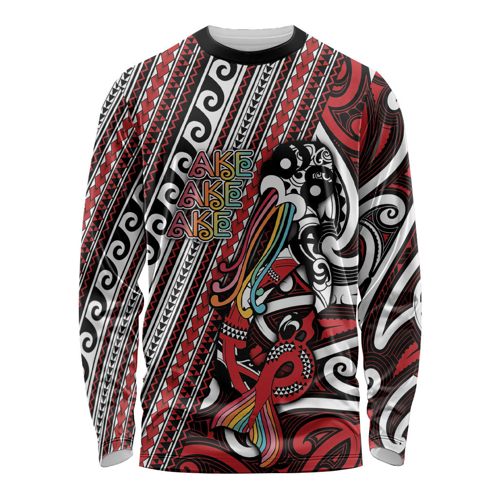 Personalised Maori Language Week Long Sleeve Shirt Ake Ake Ake Tribal Patterns DT05 Unisex Red - Polynesian Pride