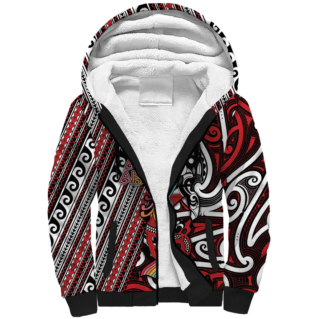 Personalised Maori Language Week Sherpa Hoodie Ake Ake Ake Tribal Patterns