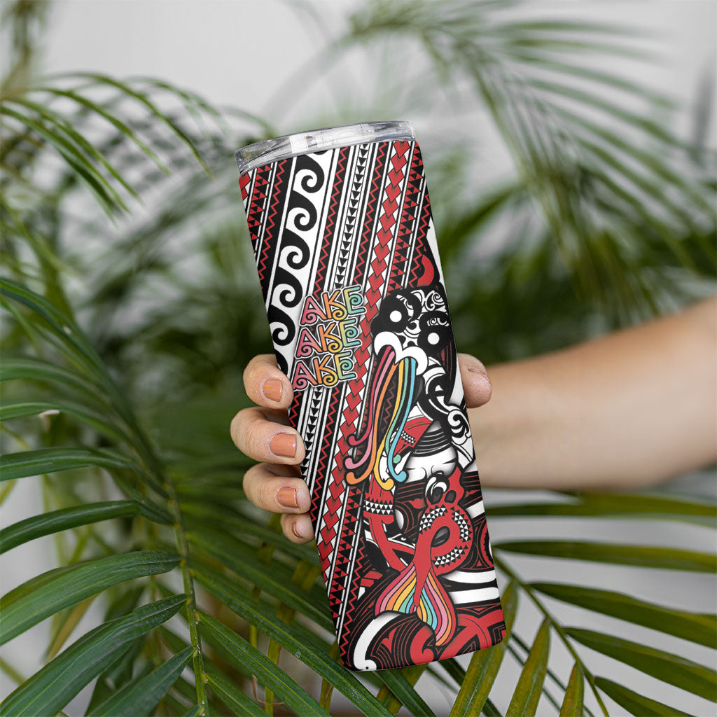 Personalised Maori Language Week Skinny Tumbler Ake Ake Ake Tribal Patterns