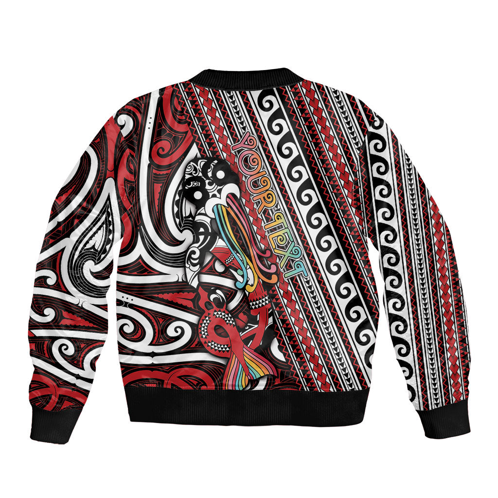 Personalised Maori Language Week Sleeve Zip Bomber Jacket Ake Ake Ake Tribal Patterns
