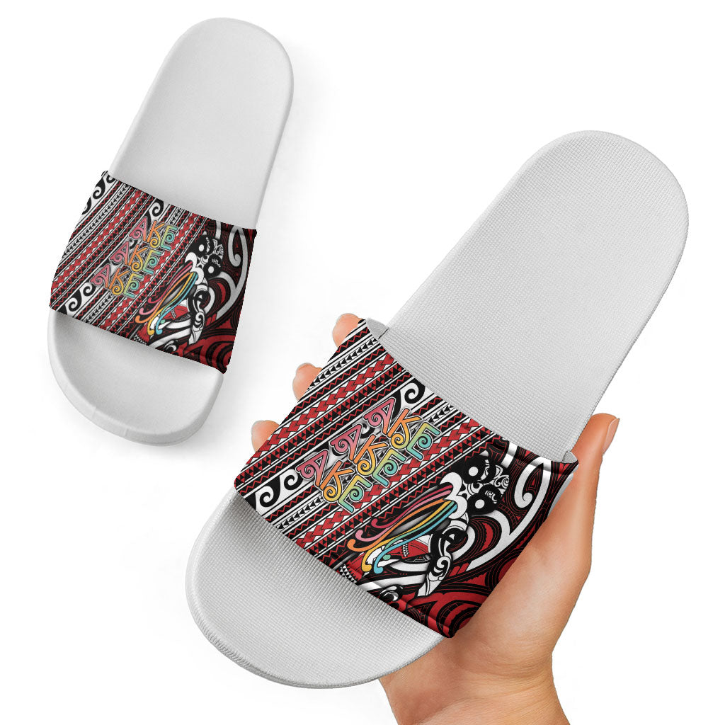 Maori Language Week Slide Sandals Ake Ake Ake Tribal Patterns