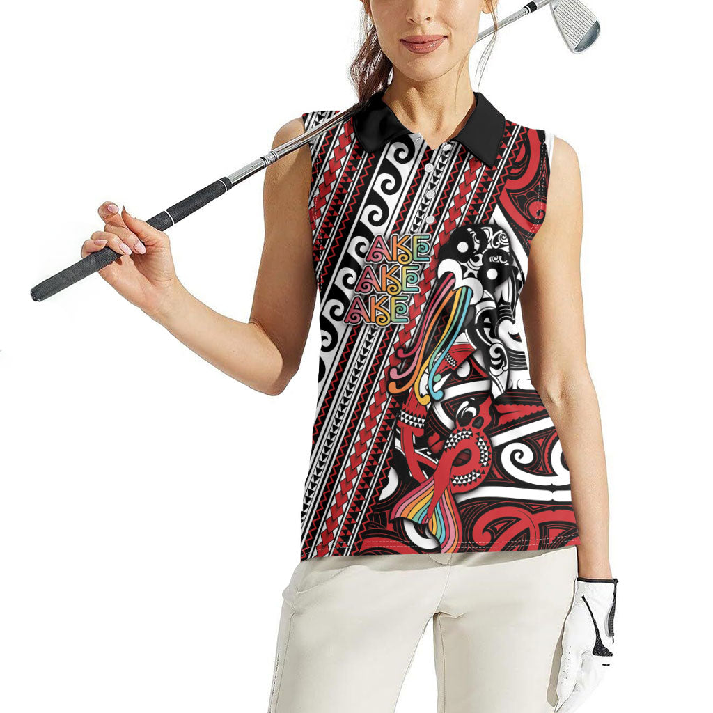 Personalised Maori Language Week Women Sleeveless Polo Shirt Ake Ake Ake Tribal Patterns