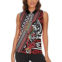 Personalised Maori Language Week Women Sleeveless Polo Shirt Ake Ake Ake Tribal Patterns
