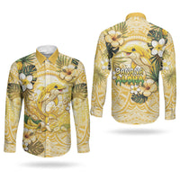 Hawaii Banana Dolphin Couples Matching Off Shoulder Short Dress and Long Sleeve Button Shirt Cute Cosplay Naiʻa Fish Tribal Patterns DT05 - Polynesian Pride