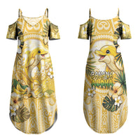 Hawaii Banana Dolphin Couples Matching Summer Maxi Dress and Hawaiian Shirt Cute Cosplay Naiʻa Fish Tribal Patterns DT05 - Polynesian Pride