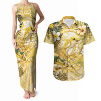 Hawaii Banana Dolphin Couples Matching Tank Maxi Dress and Hawaiian Shirt Cute Cosplay Naiʻa Fish Tribal Patterns DT05 Yellow - Polynesian Pride