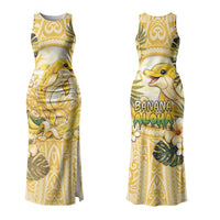 Hawaii Banana Dolphin Couples Matching Tank Maxi Dress and Hawaiian Shirt Cute Cosplay Naiʻa Fish Tribal Patterns DT05 - Polynesian Pride