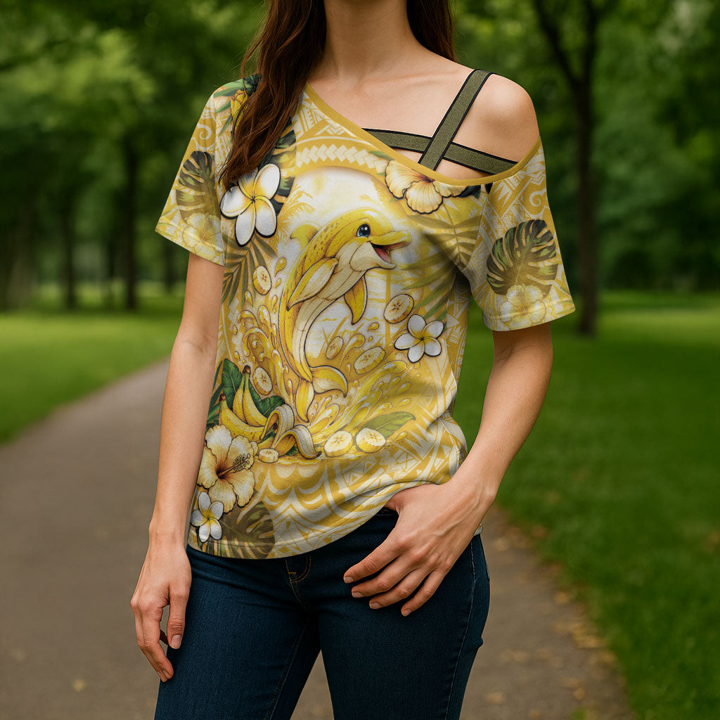 Hawaii Banana Dolphin Cross Shoulder Shirt Cute Cosplay Naiʻa Fish Tribal Patterns DT05 - Polynesian Pride