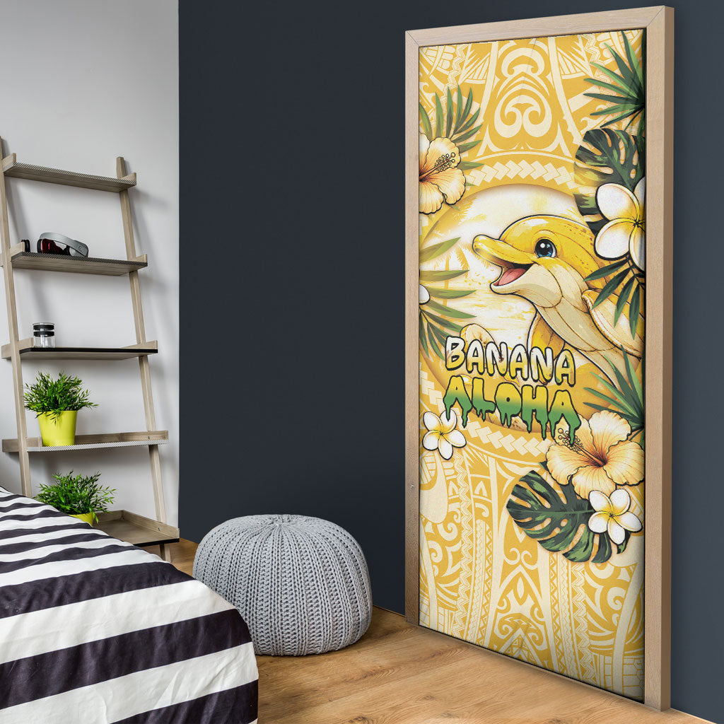 Hawaii Banana Dolphin Door Cover Cute Cosplay Naiʻa Fish Tribal Patterns DT05 - Polynesian Pride