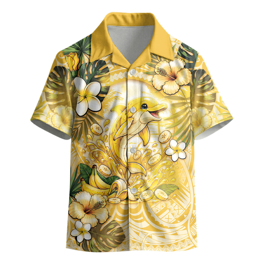 Hawaii Banana Dolphin Kid Hawaiian Shirt Cute Cosplay Naiʻa Fish Tribal Patterns DT05 - Polynesian Pride