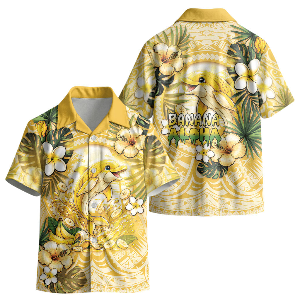 Hawaii Banana Dolphin Kid Hawaiian Shirt Cute Cosplay Naiʻa Fish Tribal Patterns DT05 - Polynesian Pride