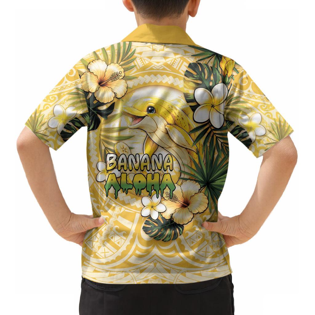 Hawaii Banana Dolphin Kid Hawaiian Shirt Cute Cosplay Naiʻa Fish Tribal Patterns DT05 - Polynesian Pride