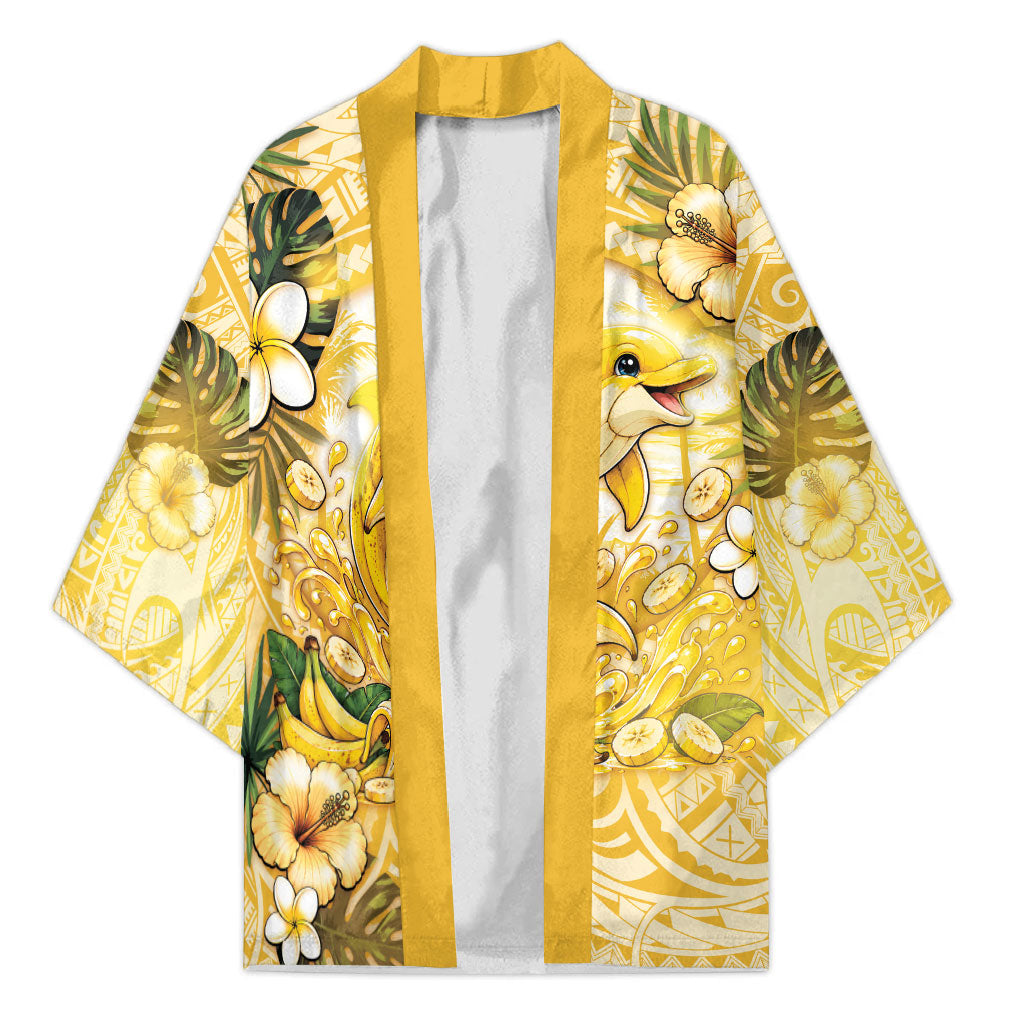 Hawaii Banana Dolphin Kimono Cute Cosplay Naiʻa Fish Tribal Patterns DT05 Unisex Yellow - Polynesian Pride