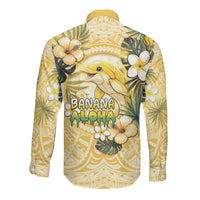 Hawaii Banana Dolphin Long Sleeve Button Shirt Cute Cosplay Naiʻa Fish Tribal Patterns DT05 - Polynesian Pride