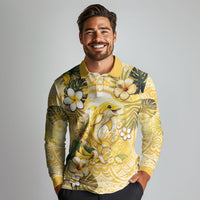 Hawaii Banana Dolphin Long Sleeve Polo Shirt Cute Cosplay Naiʻa Fish Tribal Patterns DT05 - Polynesian Pride