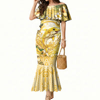 Hawaii Banana Dolphin Mermaid Dress Cute Cosplay Naiʻa Fish Tribal Patterns DT05 Women Yellow - Polynesian Pride
