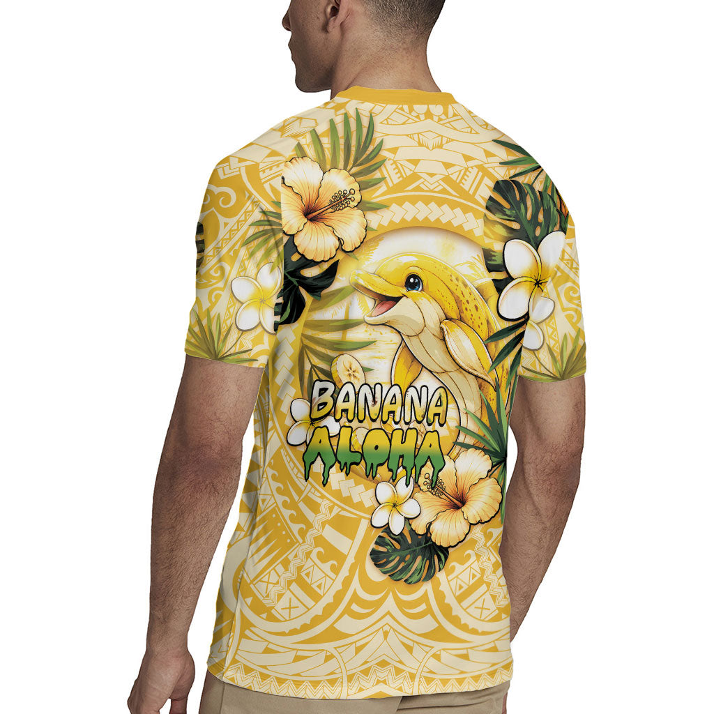Hawaii Banana Dolphin Rugby Jersey Cute Cosplay Naiʻa Fish Tribal Patterns DT05 - Polynesian Pride