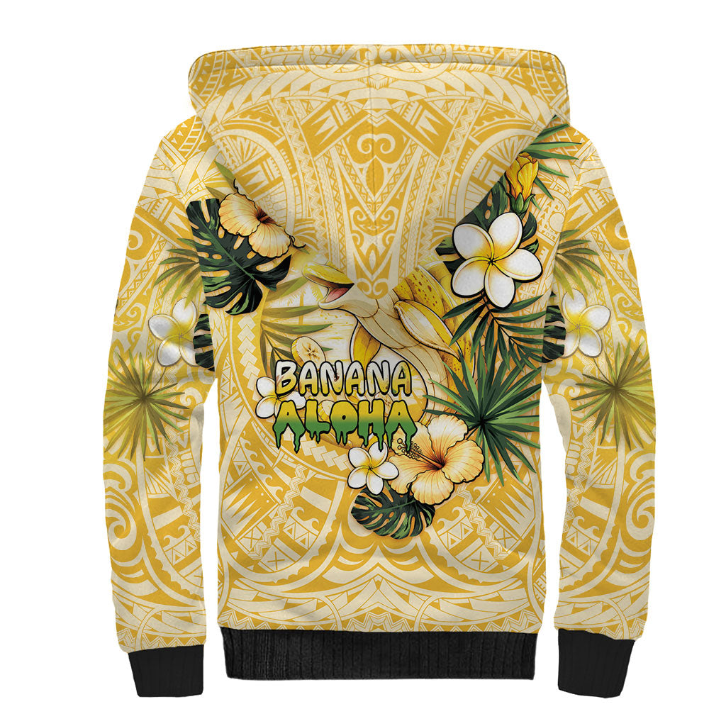 Hawaii Banana Dolphin Sherpa Hoodie Cute Cosplay Naiʻa Fish Tribal Patterns DT05 - Polynesian Pride