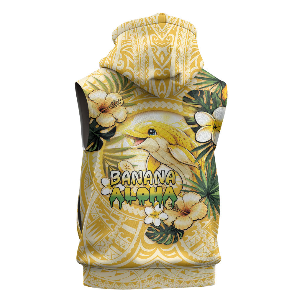 Hawaii Banana Dolphin Sleeveless Hoodie Cute Cosplay Naiʻa Fish Tribal Patterns DT05 - Polynesian Pride