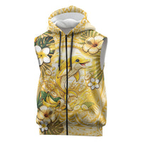 Hawaii Banana Dolphin Sleeveless Zip Hoodie Cute Cosplay Naiʻa Fish Tribal Patterns DT05 Yellow - Polynesian Pride