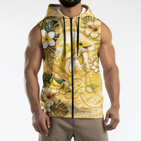 Hawaii Banana Dolphin Sleeveless Zip Hoodie Cute Cosplay Naiʻa Fish Tribal Patterns DT05 - Polynesian Pride